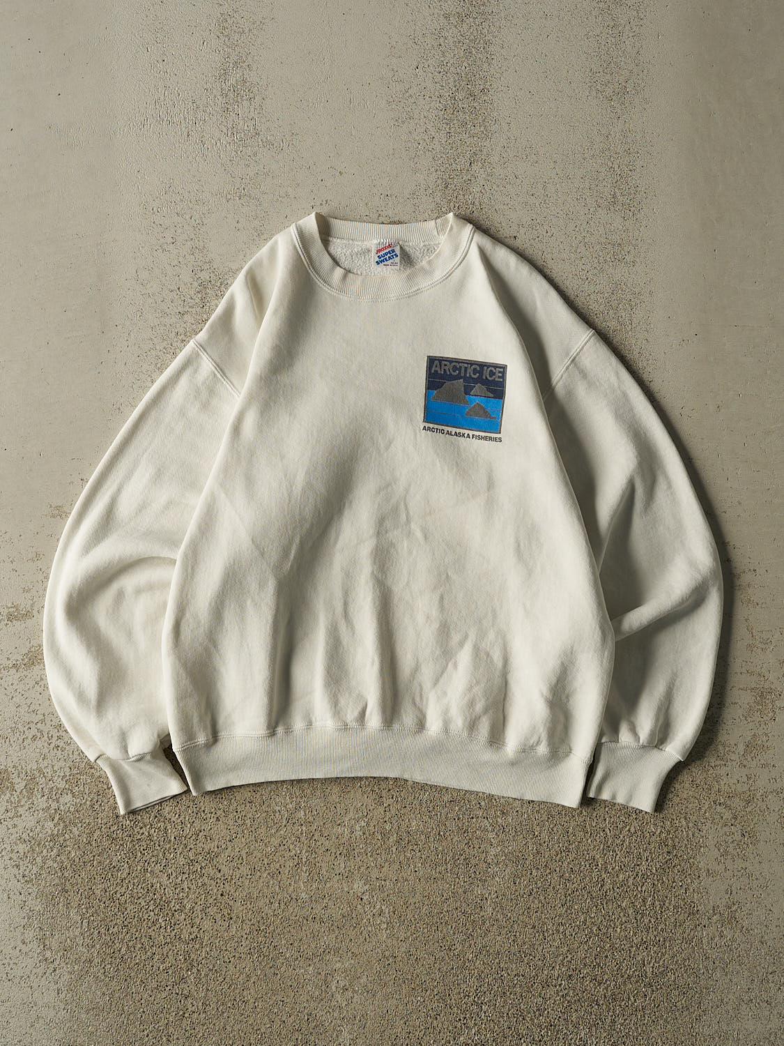 Vintage 80s White Arctic Ice Alaska Fishery Crewneck (S/M)