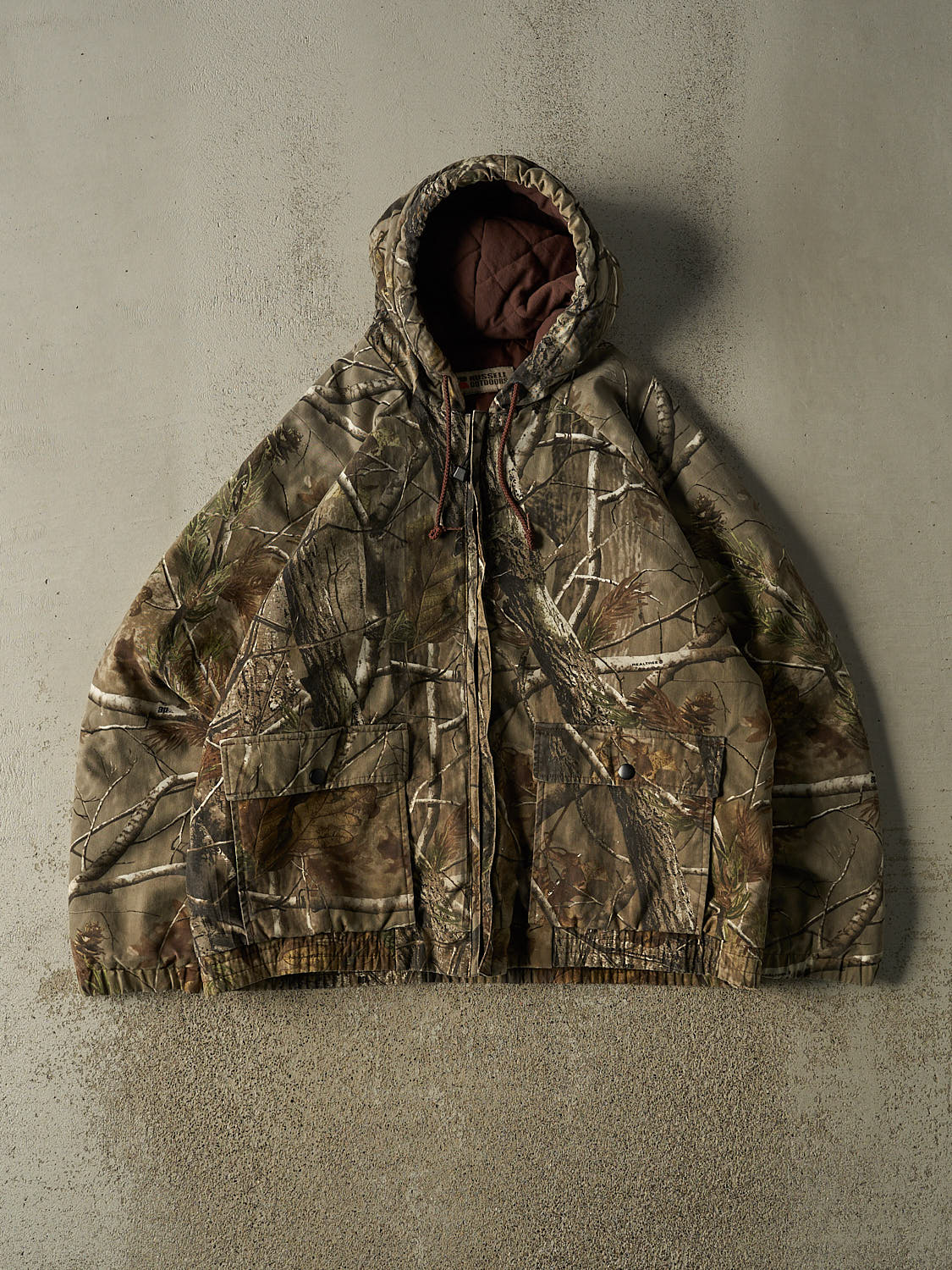 Vintage Y2K Camo Realtree x Russell Athletic Hooded Work Jacket (L)