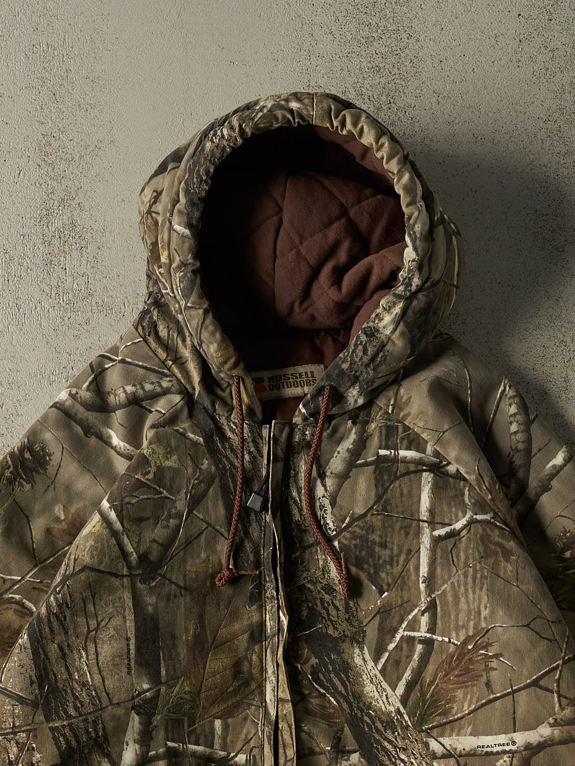 Vintage Y2K Camo Realtree x Russell Athletic Hooded Work Jacket (L)