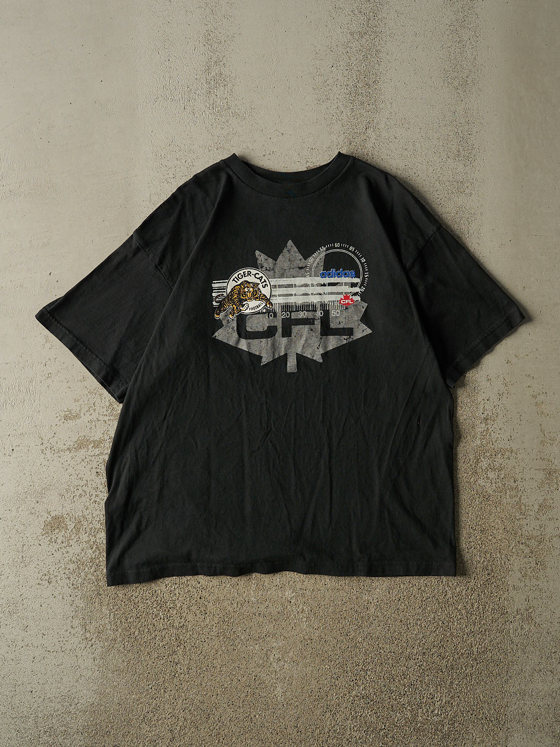Vintage Y2K Black Hamilton Tiger Cats Adidas Tee (XL)