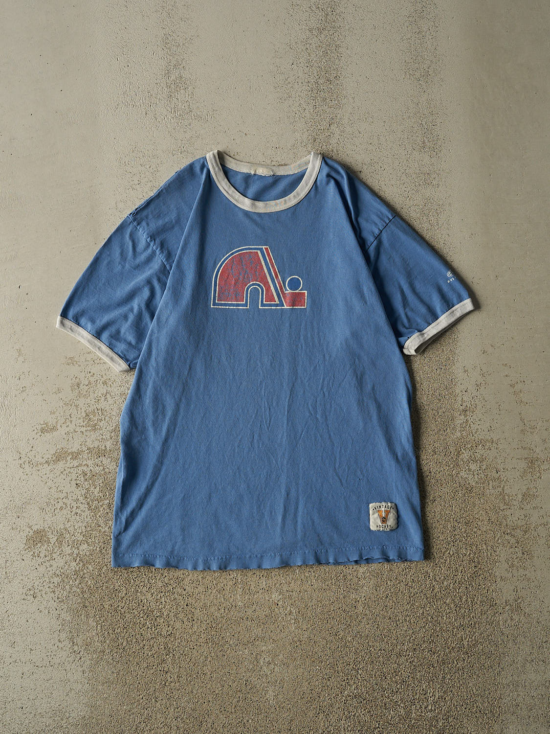 Vintage Y2K Blue Quebec Nordiques Ringer Tee (L)