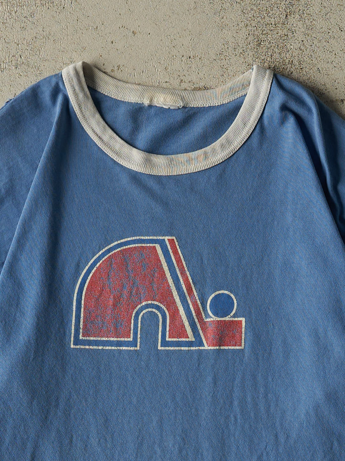 Vintage Y2K Blue Quebec Nordiques Ringer Tee (L)
