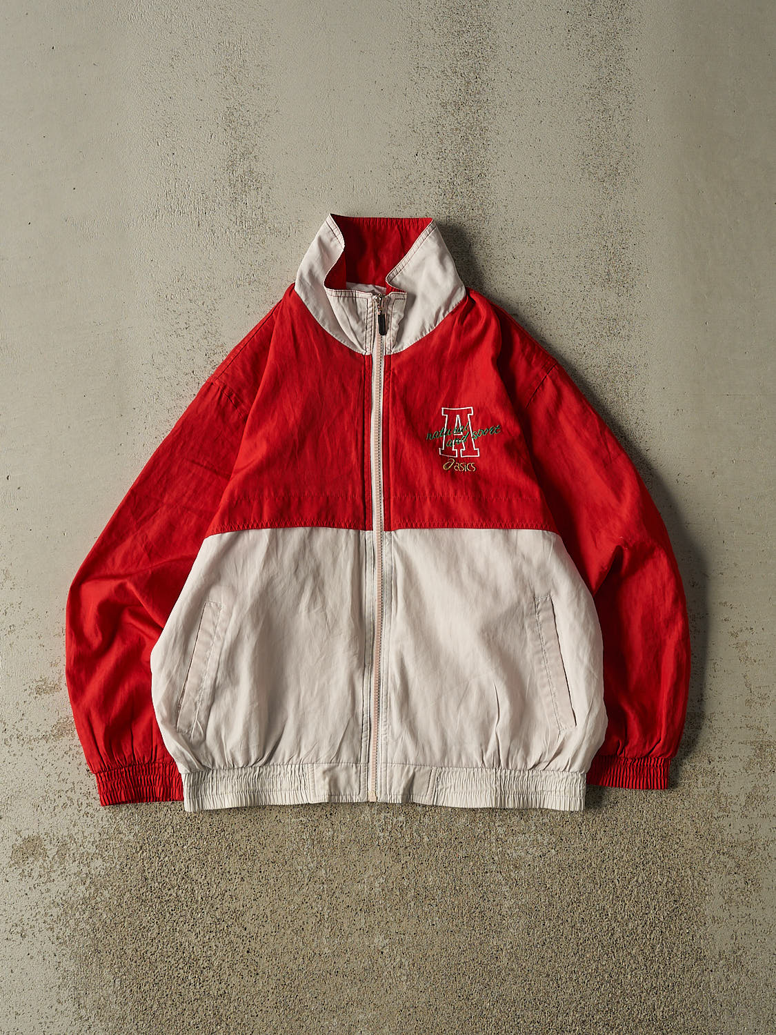 Vintage 90s Red Asics Embroidered Windbreaker Jacket (S)