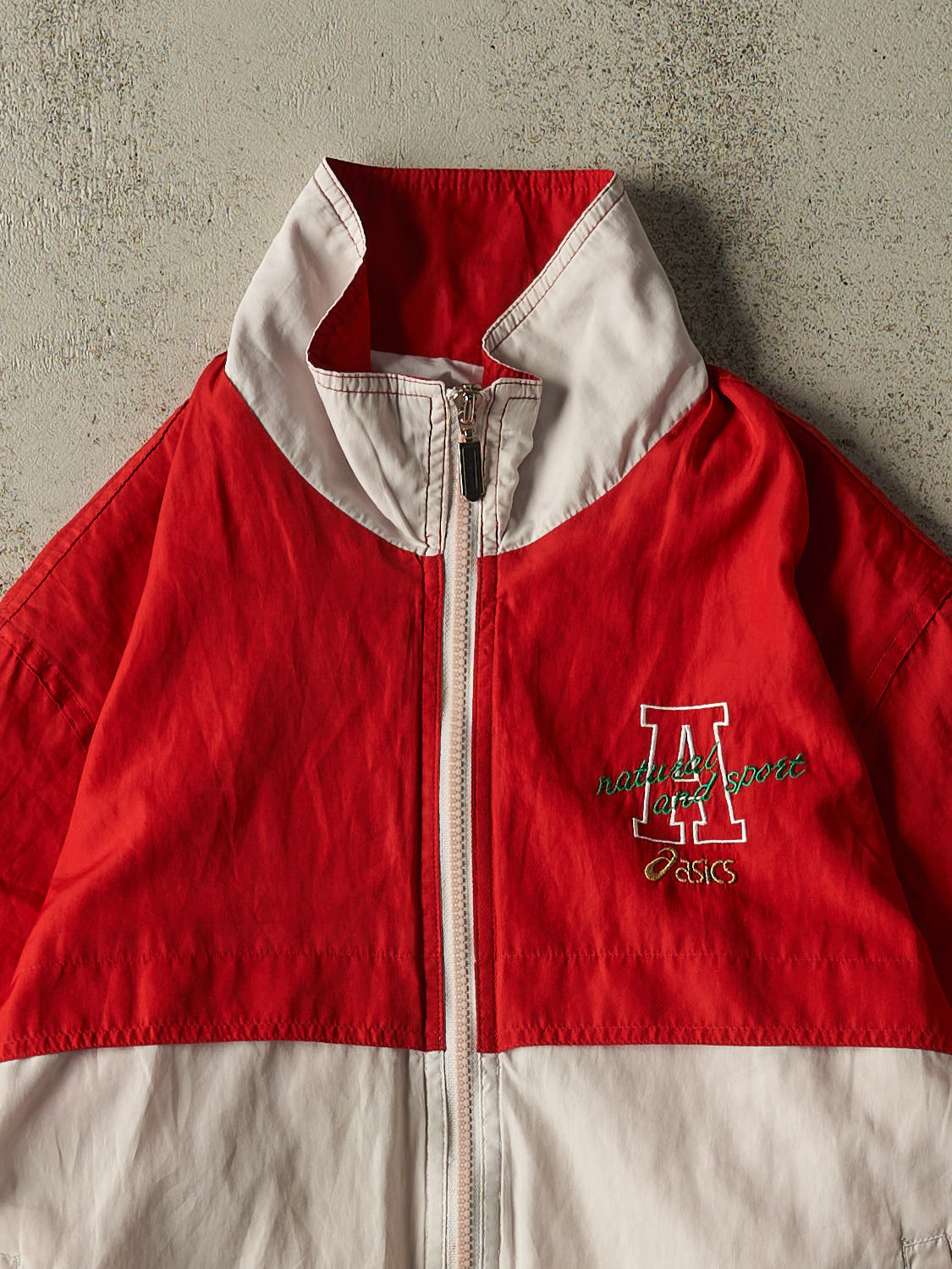 Vintage 90s Red Asics Embroidered Windbreaker Jacket (S)