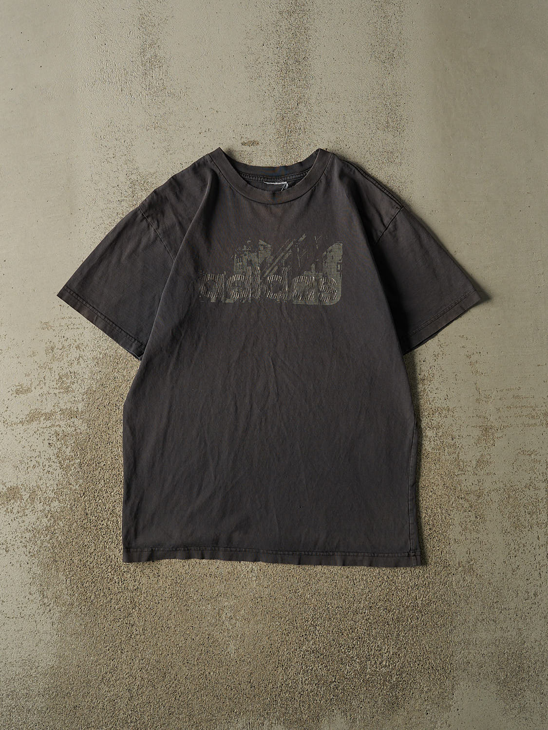 Vintage 90s Charcoal Grey Adidas Logo Tee (M/L)