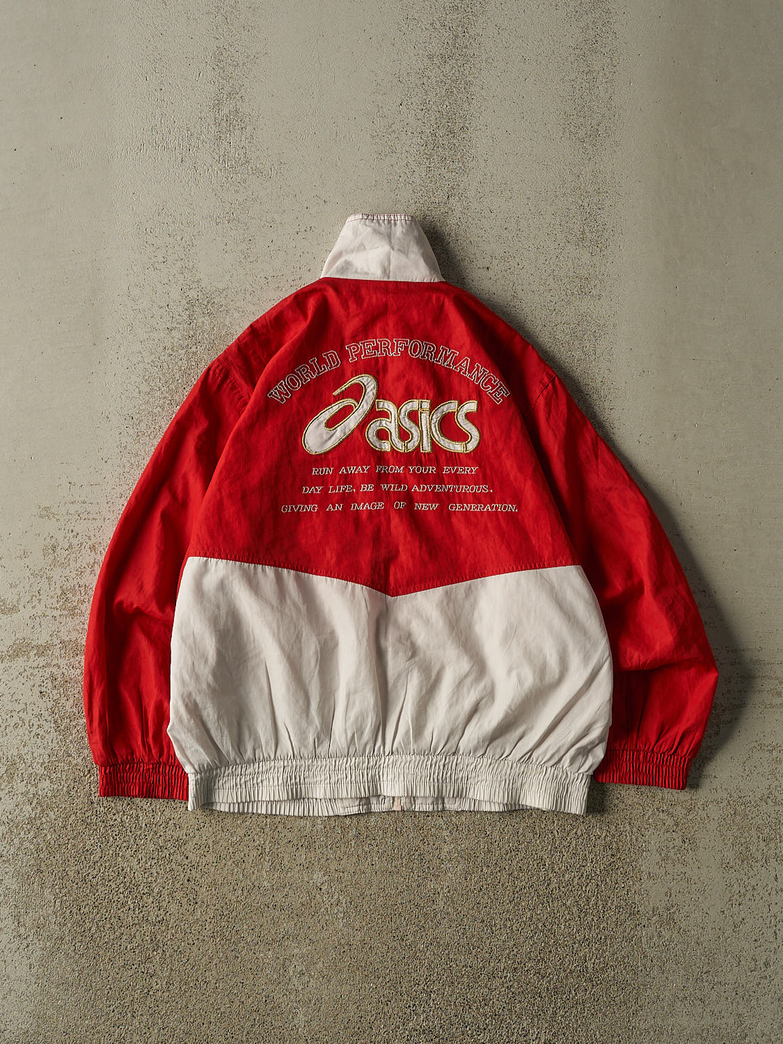 Vintage 90s Red Asics Embroidered Windbreaker Jacket (S)