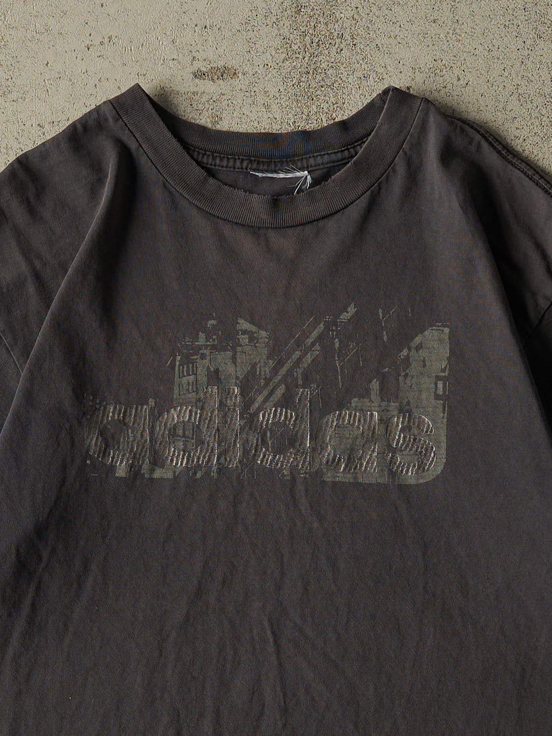 Vintage 90s Charcoal Grey Adidas Logo Tee (M/L)