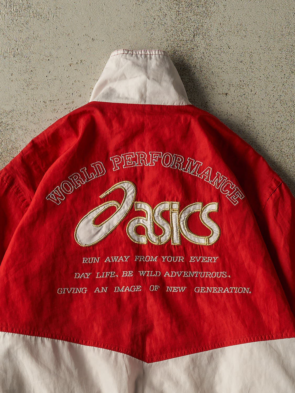 Vintage 90s Red Asics Embroidered Windbreaker Jacket (S)