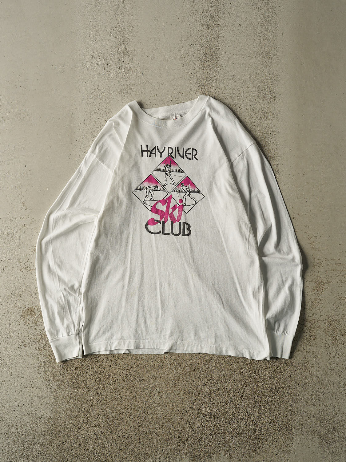 Vintage 80s White Hay River Ski Club Long Sleeve (L/XL)