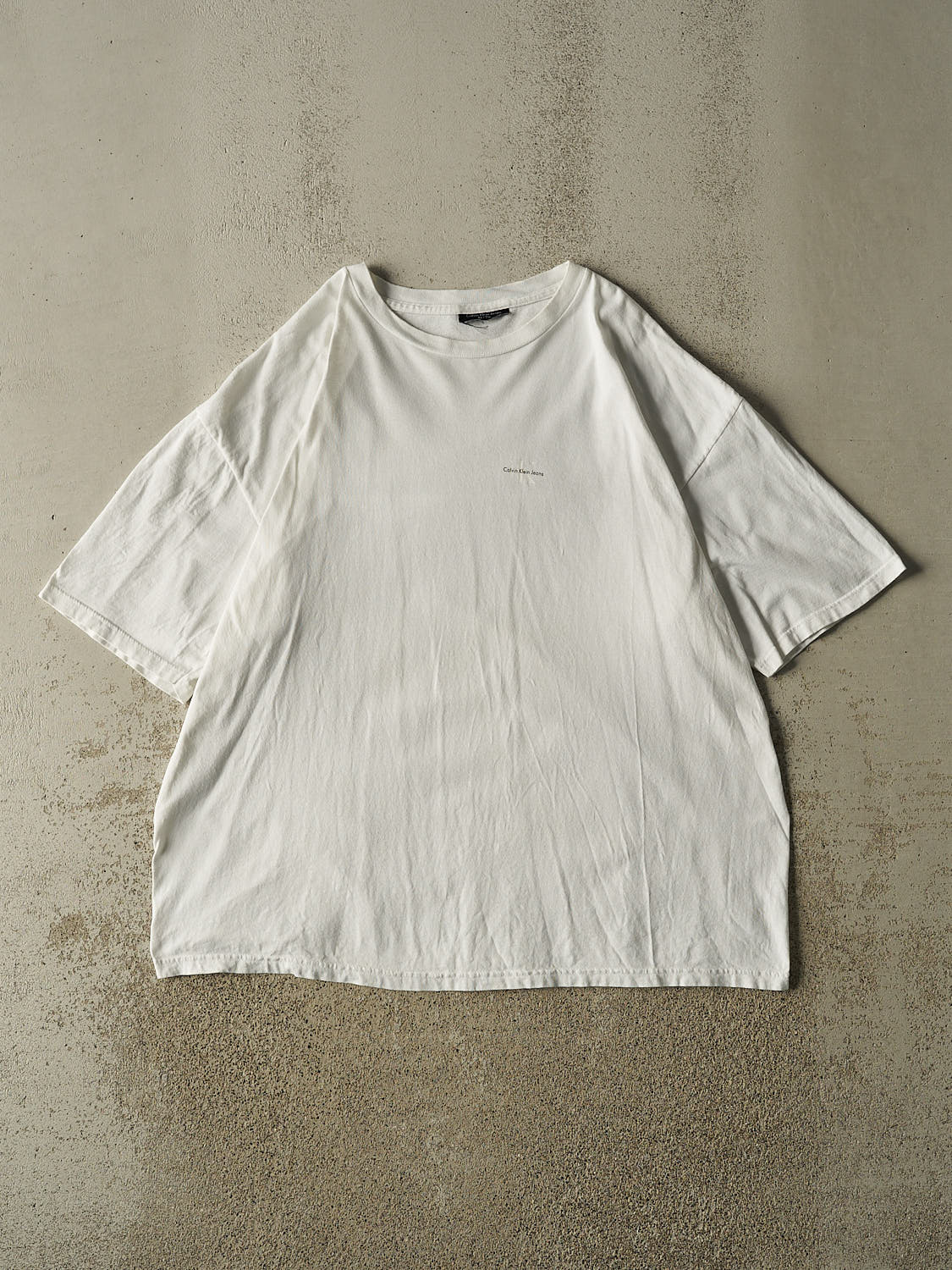 Vintage 90s White Calvin Klein Jeans Logo Tee (XL/XXL)