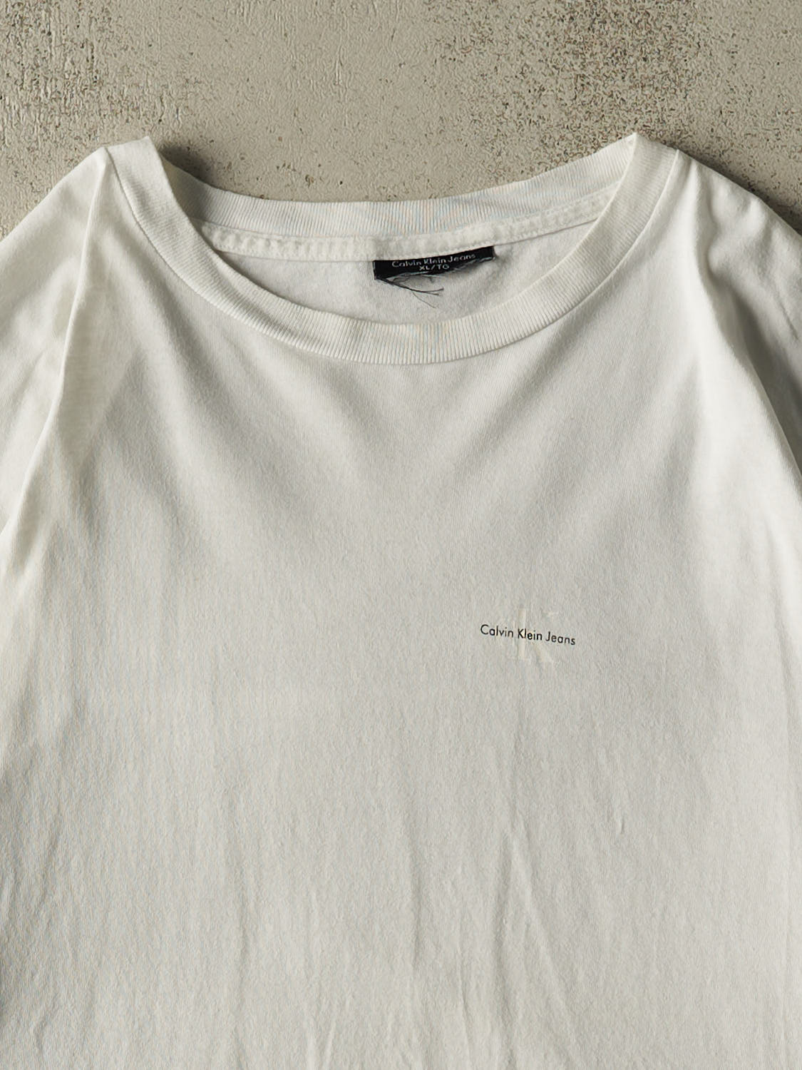 Vintage 90s White Calvin Klein Jeans Logo Tee (XL/XXL)