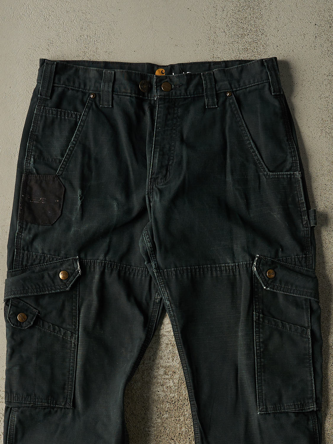Vintage Y2K Black Carhartt Double Knee Cargo Carpenter Pants (32x30)