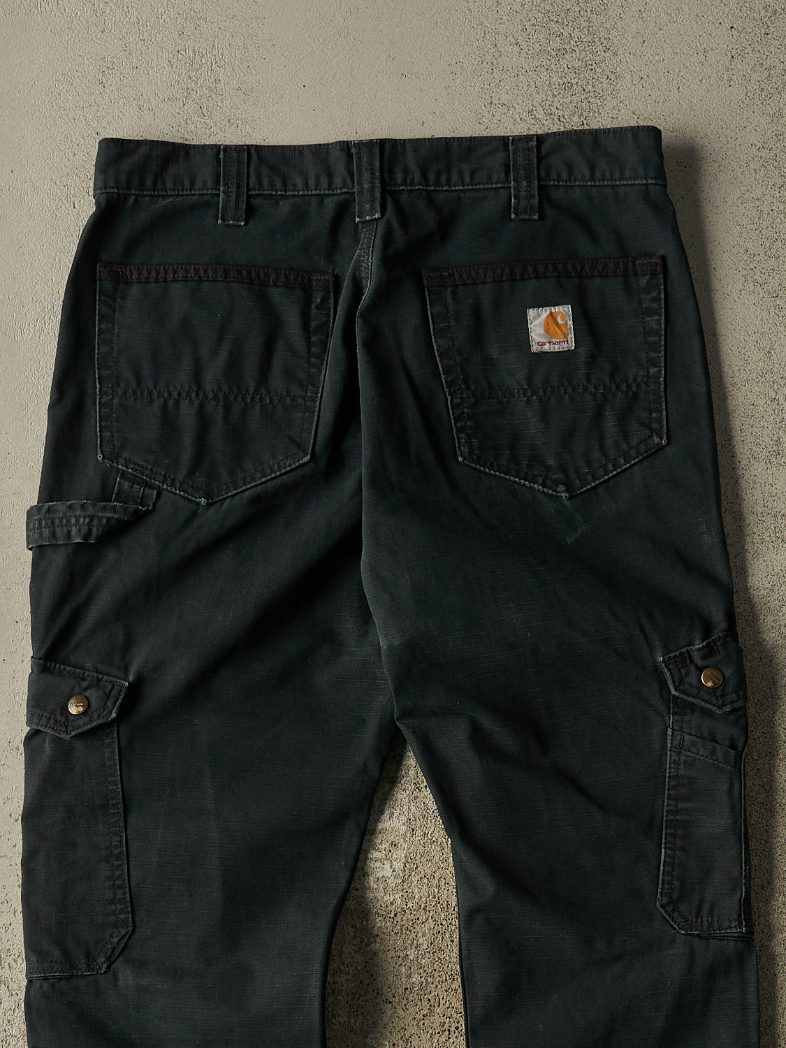 Vintage Y2K Black Carhartt Double Knee Cargo Carpenter Pants (32x30)