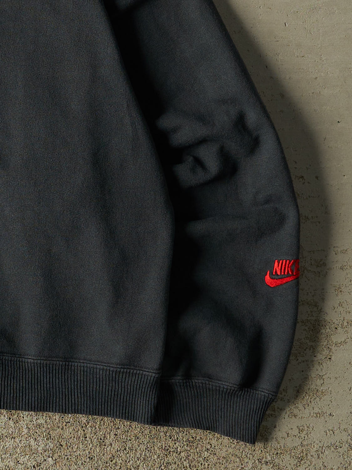 Vintage 90s Faded Black Air Jordan Embroidered Mock Neck Bootleg Crewneck (S)