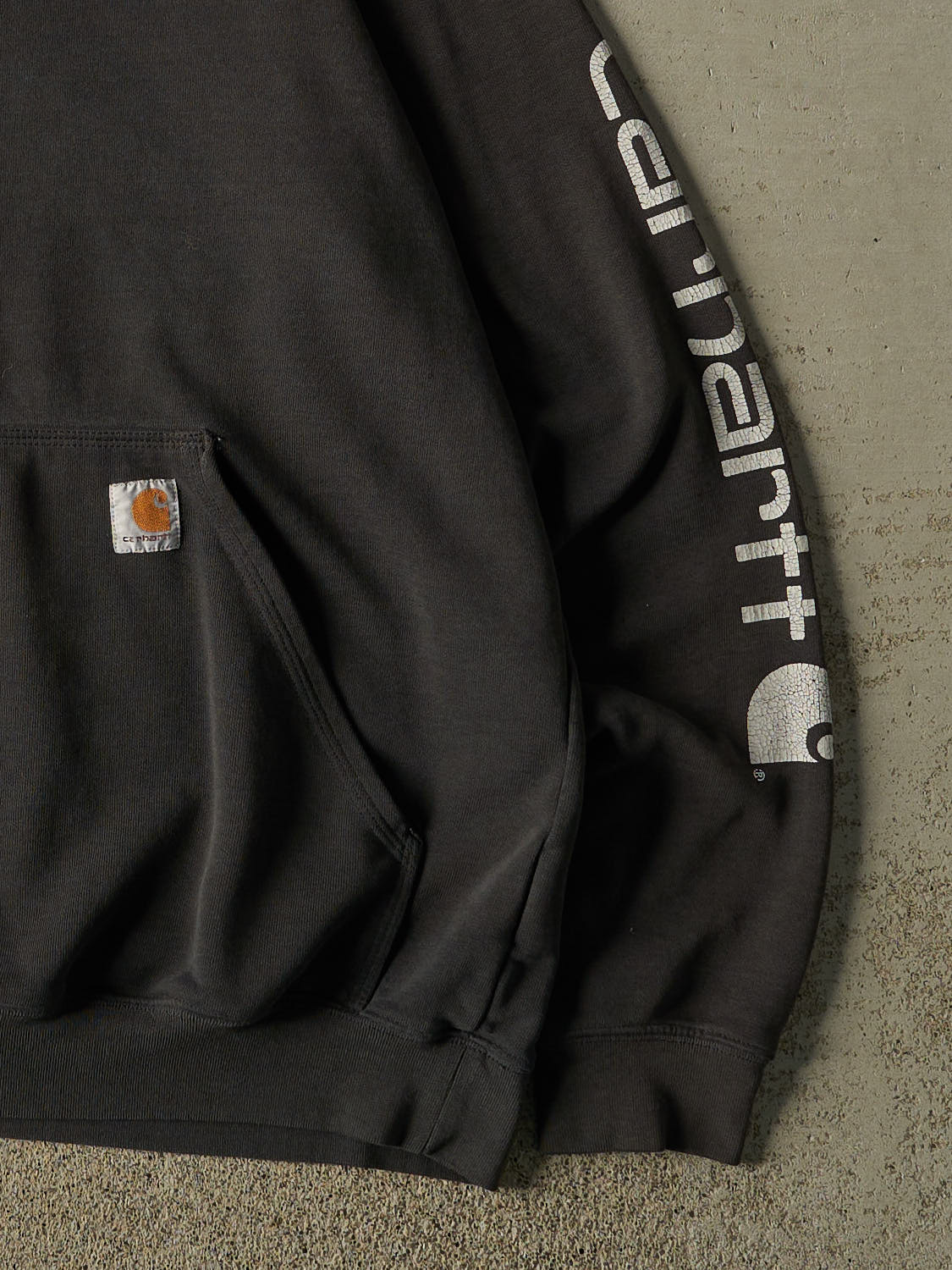 Vintage Y2K Faded Black Carhartt Hoodie (L/XL)