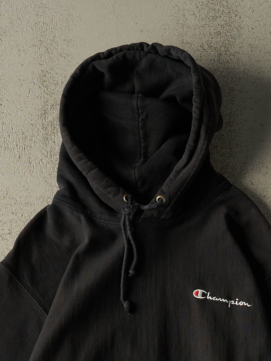 Vintage Y2K Black Champion Reverse Weave Embroidered Hoodie (L/XL)