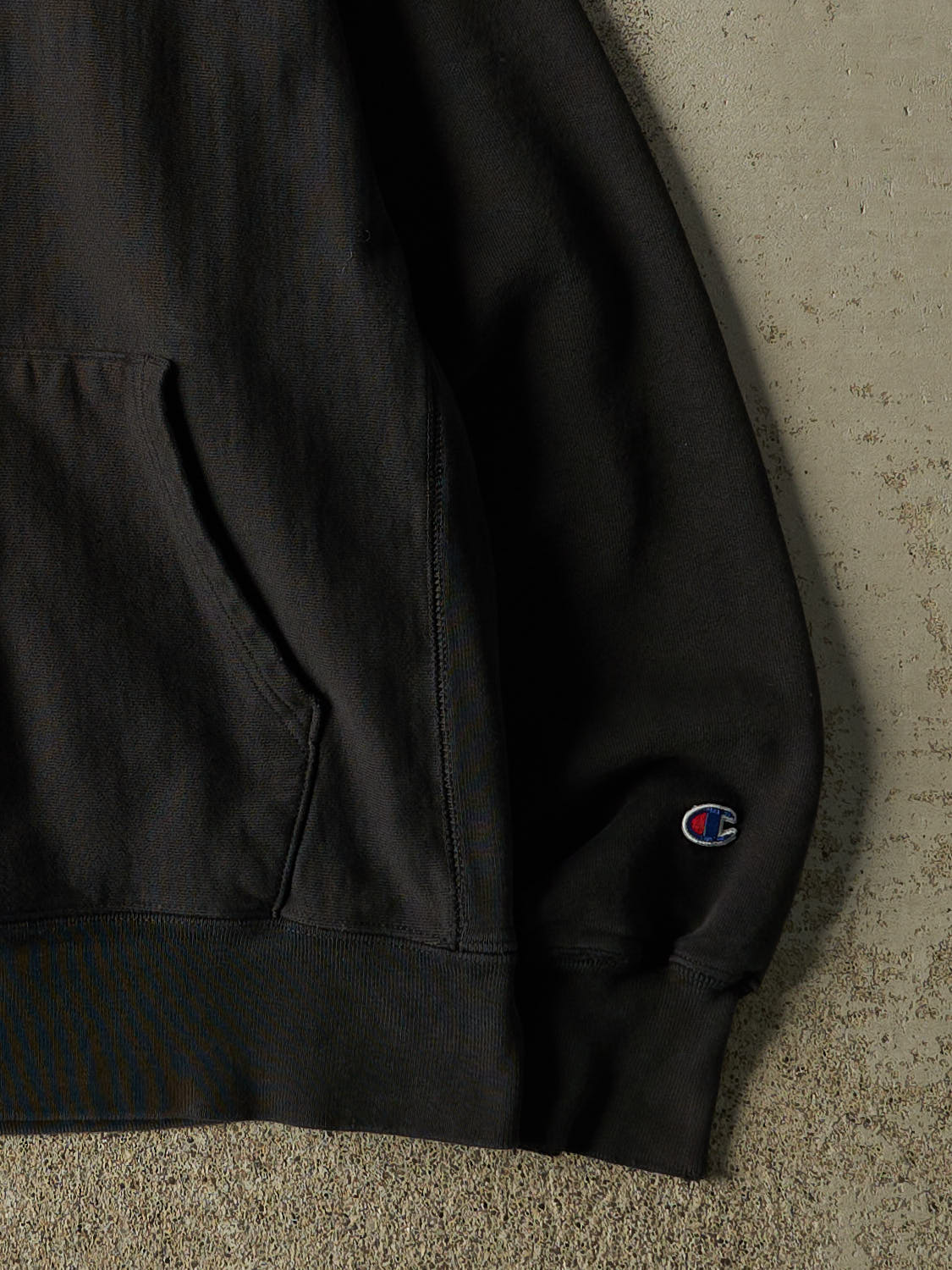 Vintage Y2K Black Champion Reverse Weave Embroidered Hoodie (L/XL)