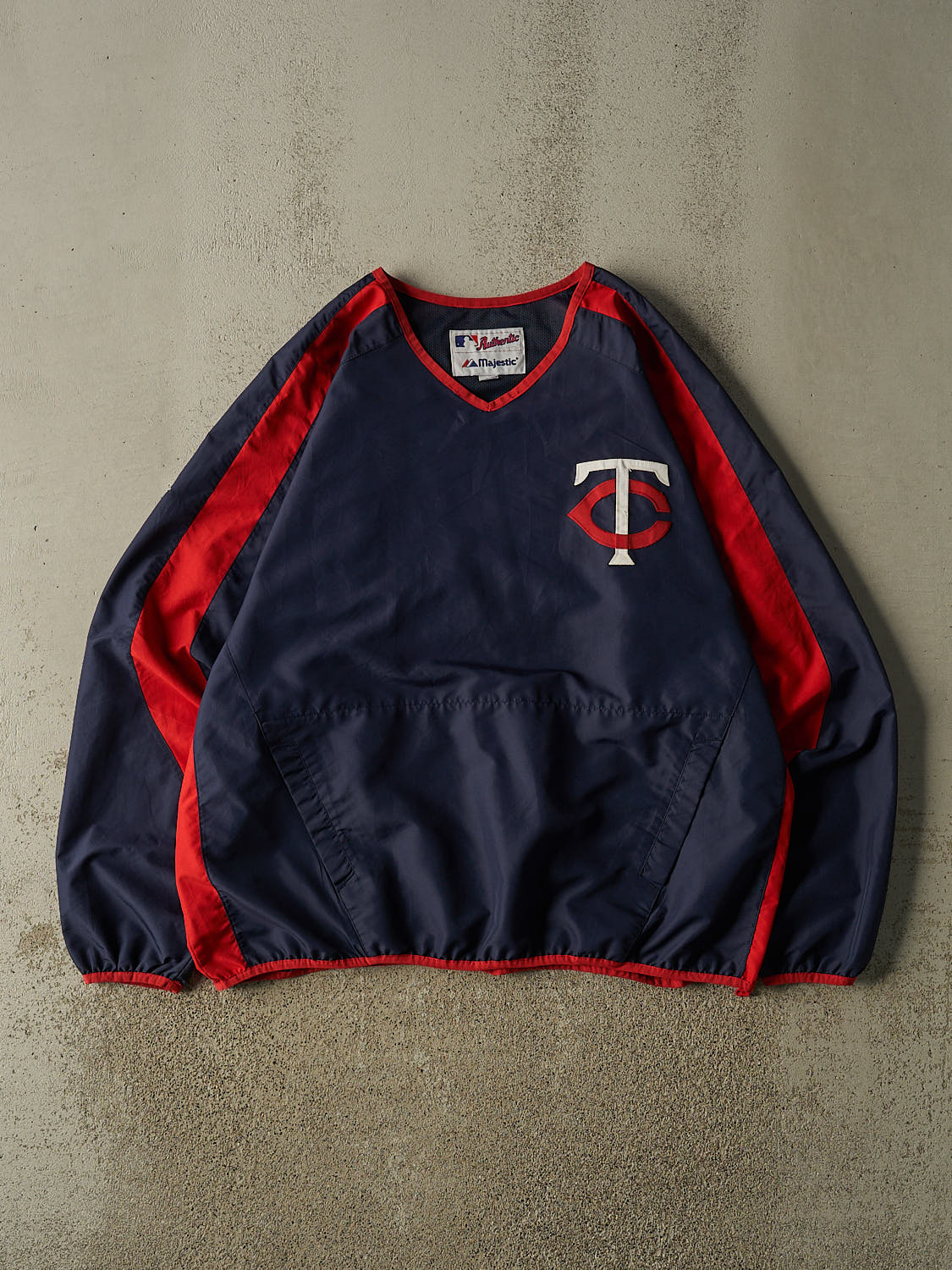 Vintage Y2K Navy Blue Minnesota Twins Pullover Windbreaker Jacket (XL/XXL)