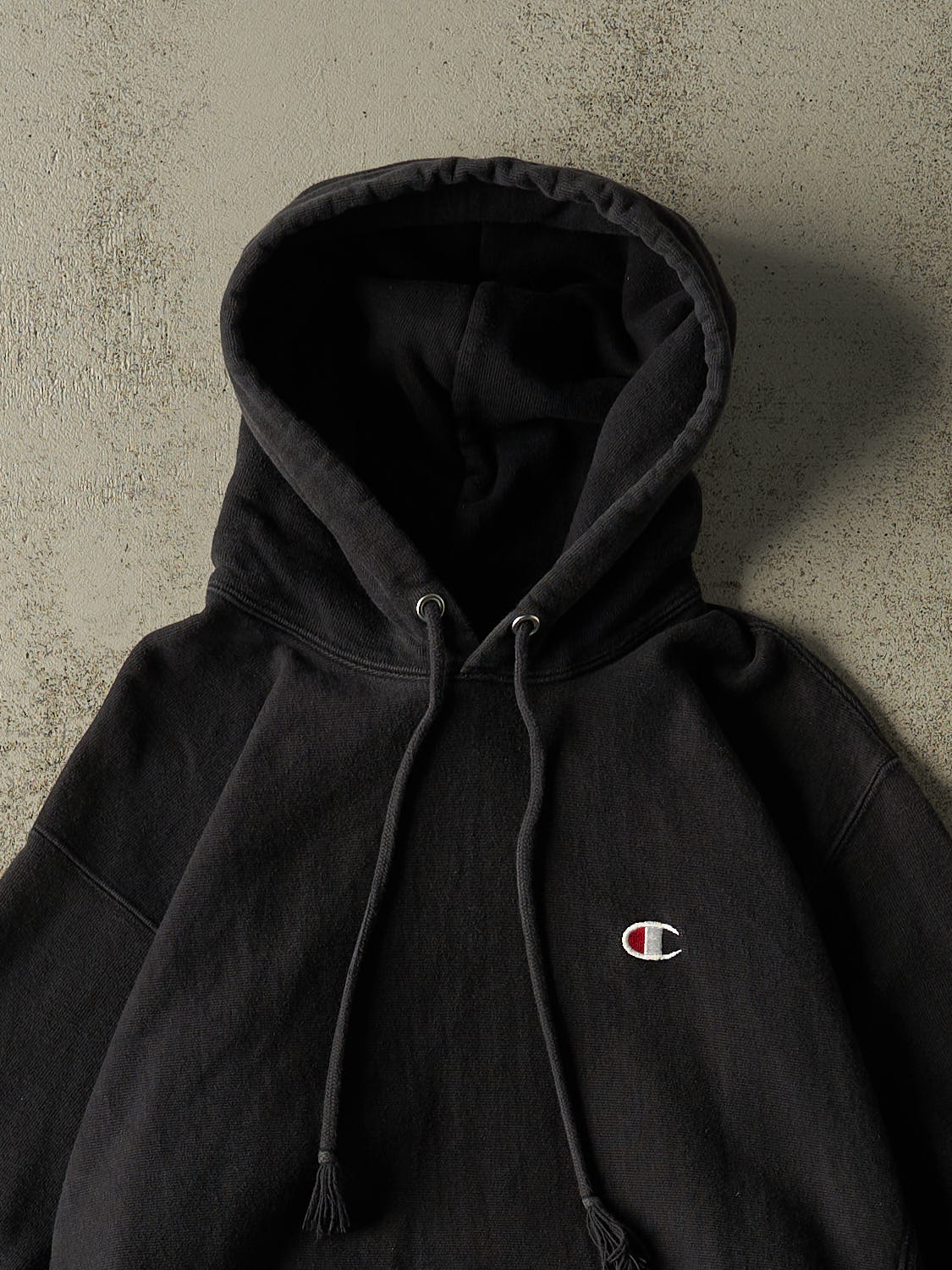 Vintage Y2K Black Champion Reverse Weave Embroidered Hoodie (M/L)