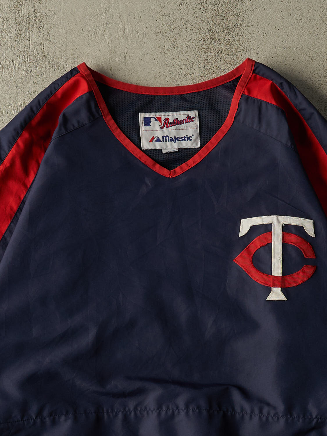 Vintage Y2K Navy Blue Minnesota Twins Pullover Windbreaker Jacket (XL/XXL)
