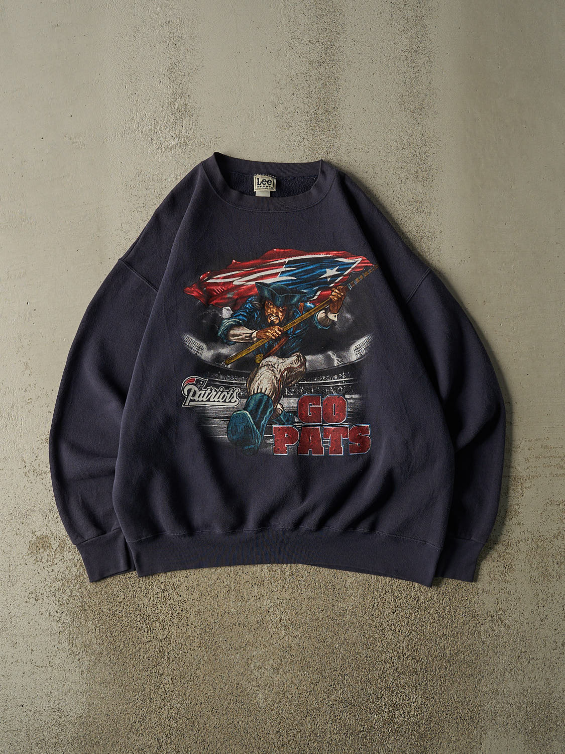 Vintage 90s Navy Blue New England Patriots Crewneck (XL)