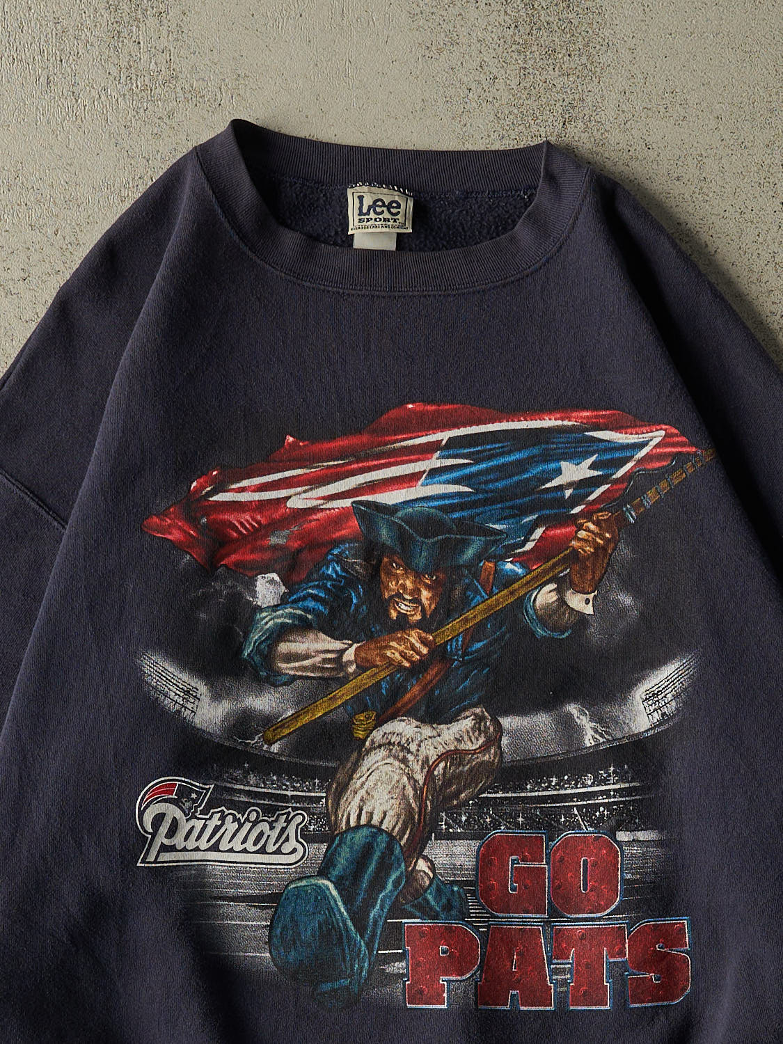 Vintage 90s Navy Blue New England Patriots Crewneck (XL)
