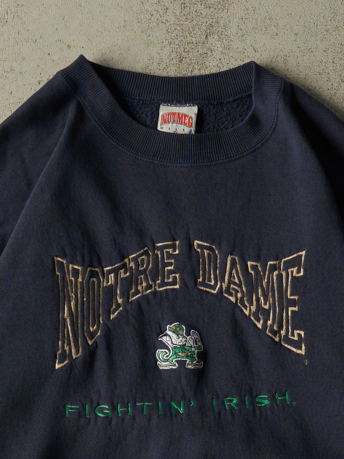 Vintage 90s Navy Blue University Of Notre Dame Crewneck (XL)