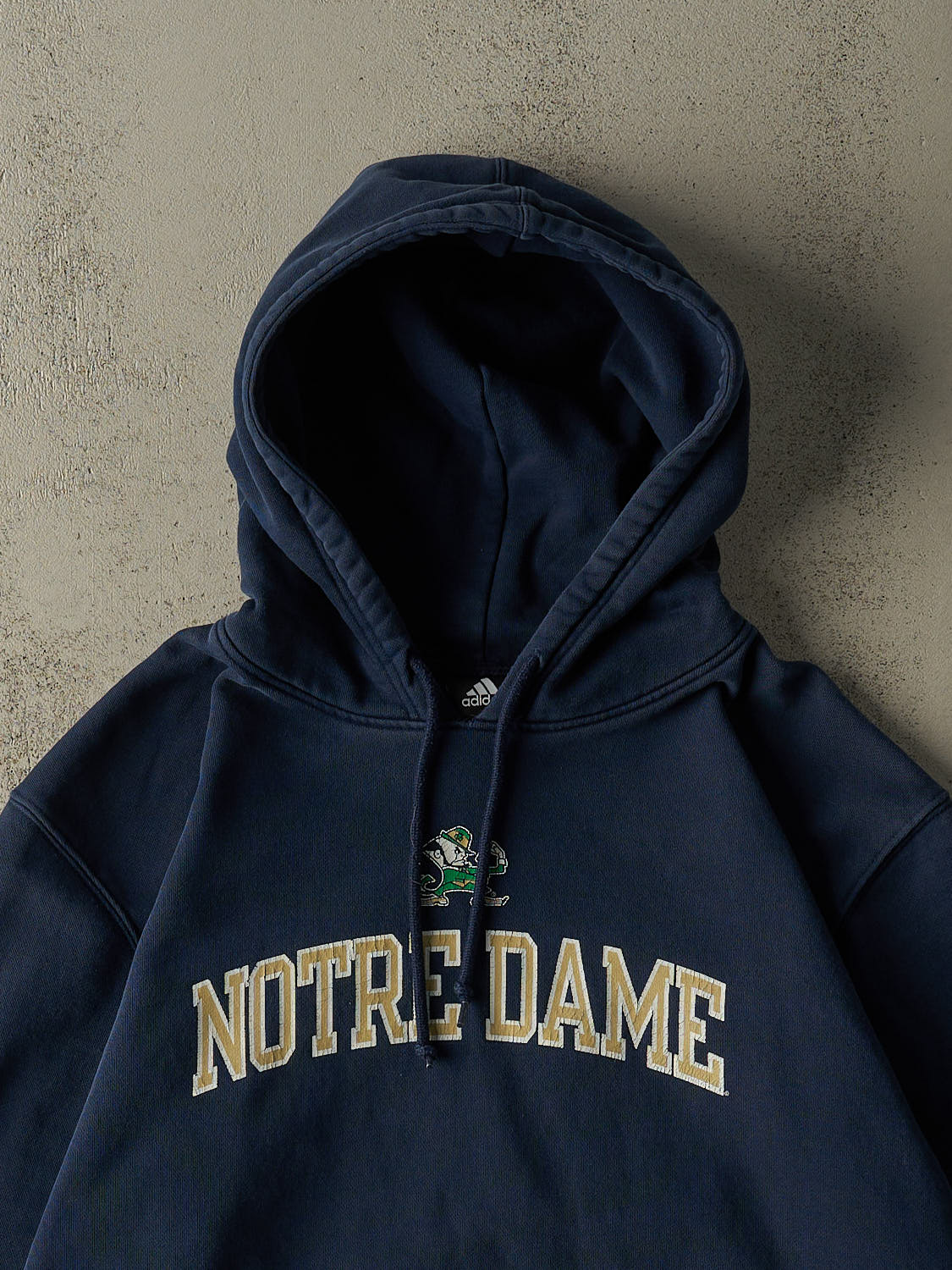 Vintage Y2K Navy Blue Adidas University of Notre Dame Hoodie (XL)