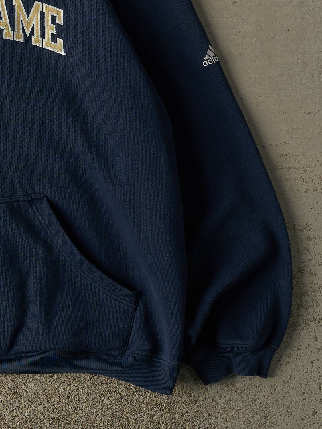 Vintage Y2K Navy Blue Adidas University of Notre Dame Hoodie (XL)