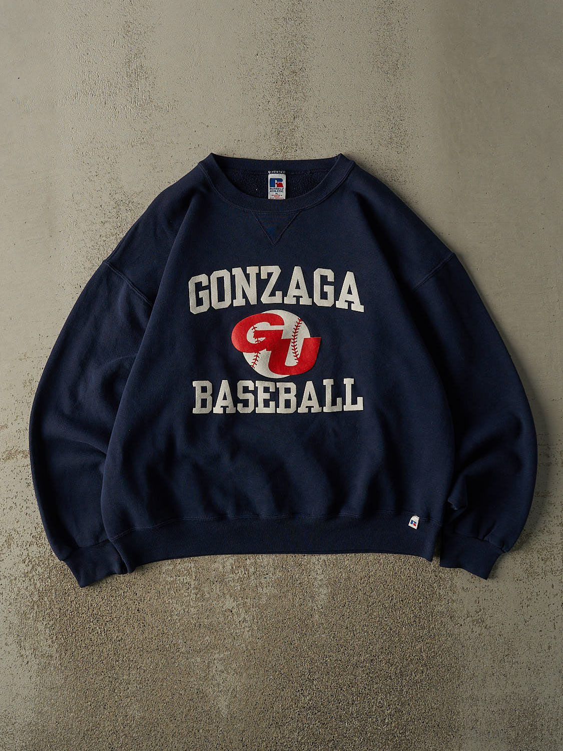 Vintage 90s Navy Blue Russell Athletic Gonzaga University Baseball Crewneck (L/XL)