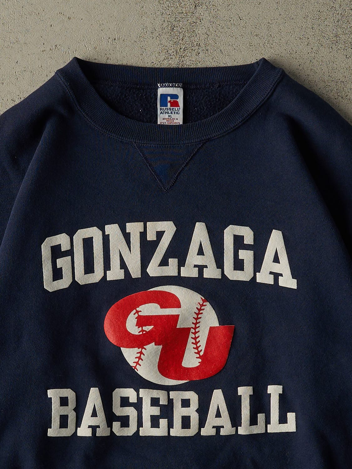 Vintage 90s Navy Blue Russell Athletic Gonzaga University Baseball Crewneck (L/XL)