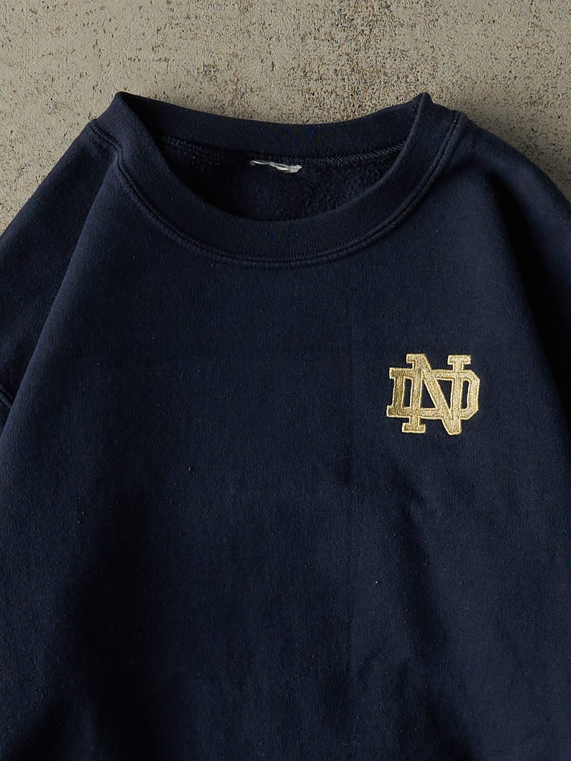 Vintage 90s Navy Blue University of Notre Dame Embroidered Crewneck (XS/S)