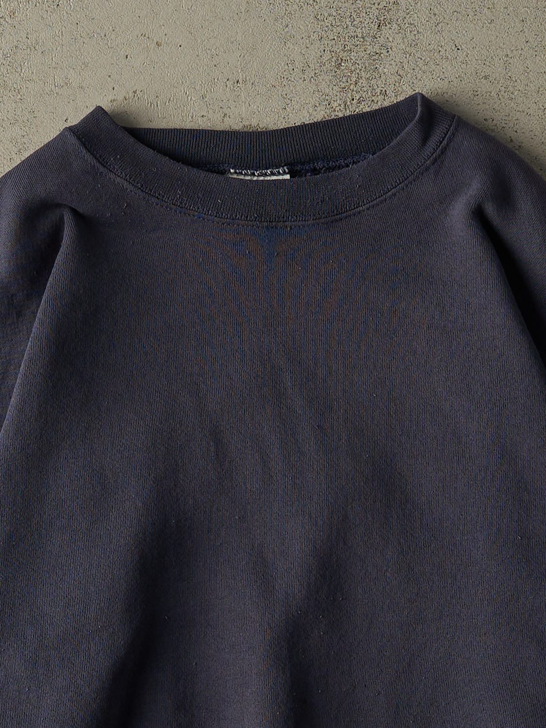 Vintage 80s Sun Faded Navy Blue Blank Crewneck (L)