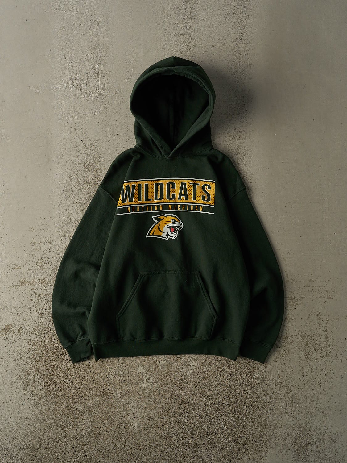 Vintage Y2K Green Northern Michigan Wildcats Hoodie (S)