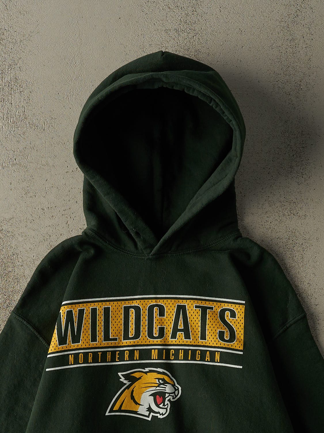 Vintage Y2K Green Northern Michigan Wildcats Hoodie (S)