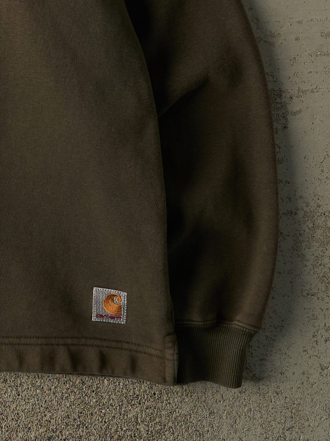 Vintage Y2K Green Carhartt Quarter Zip Sweatshirt (L)