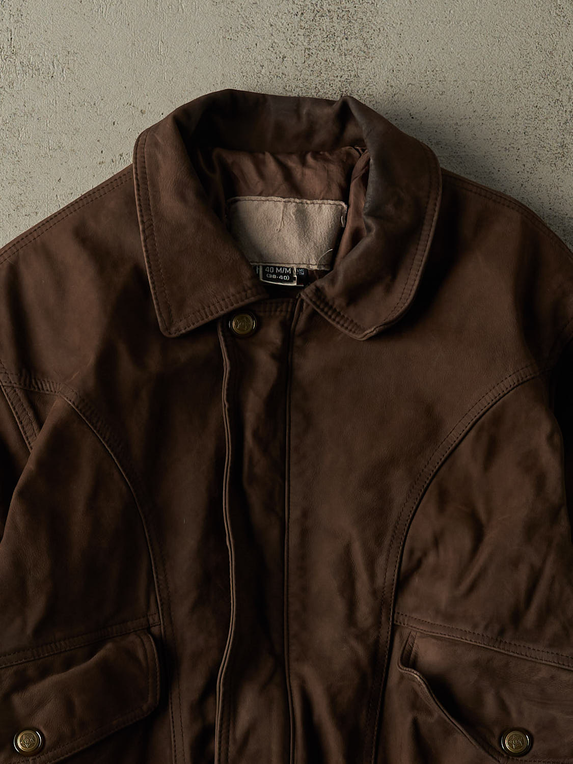 Vintage 90s Brown Suede Bomber Jacket (S/M)