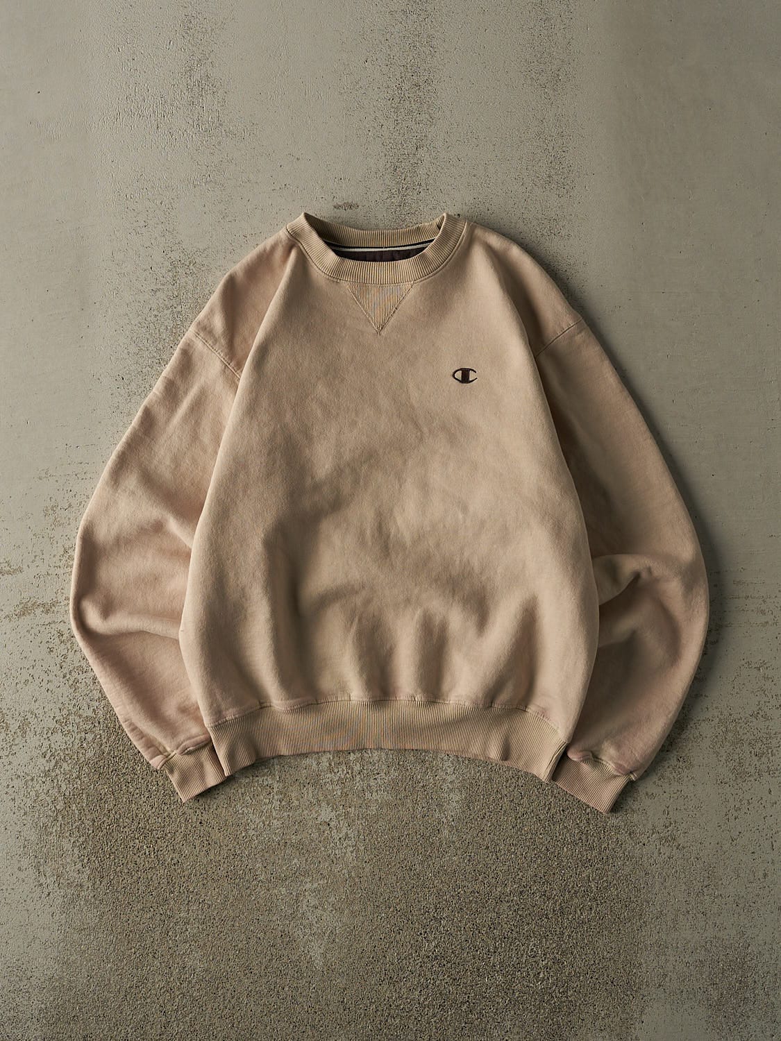 Vintage 90s Beige Champion Embroidered Crewneck (M)