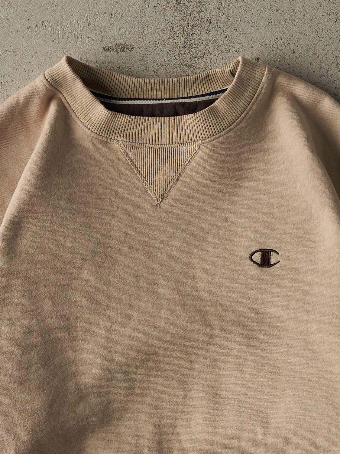 Vintage 90s Beige Champion Embroidered Crewneck (M)