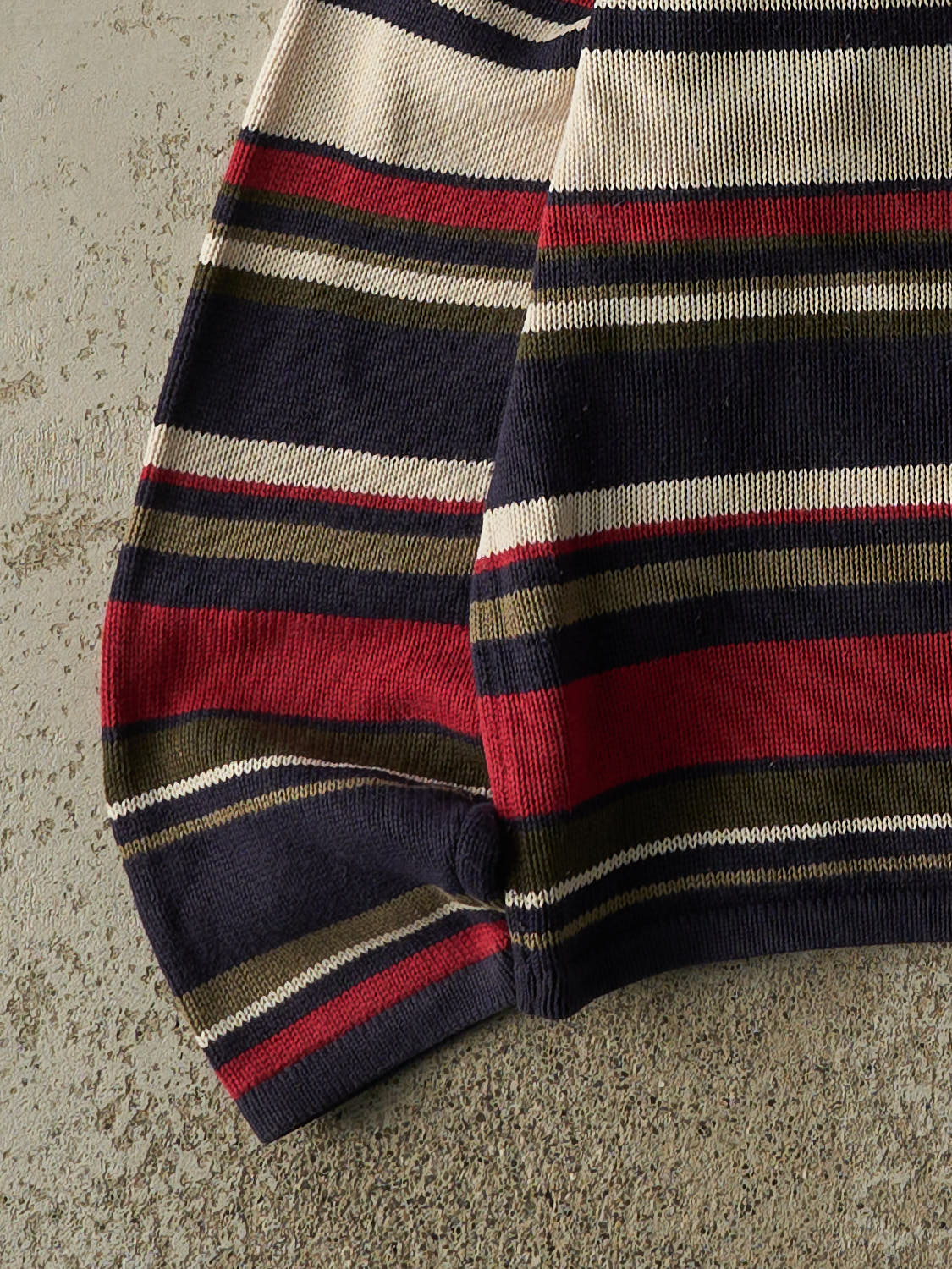 Vintage 90s Beige, Navy, Red & Green Striped Knit (XS)