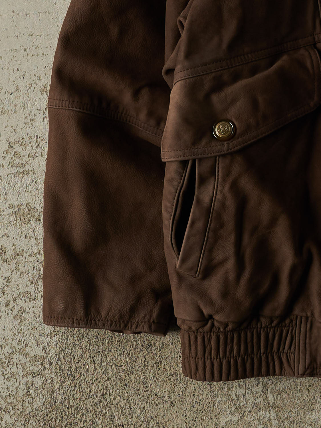 Vintage 90s Brown Suede Bomber Jacket (S/M)