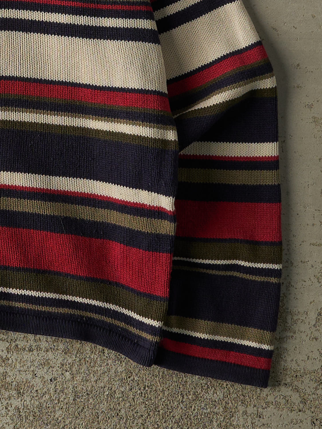 Vintage 90s Beige, Navy, Red & Green Striped Knit (XS)