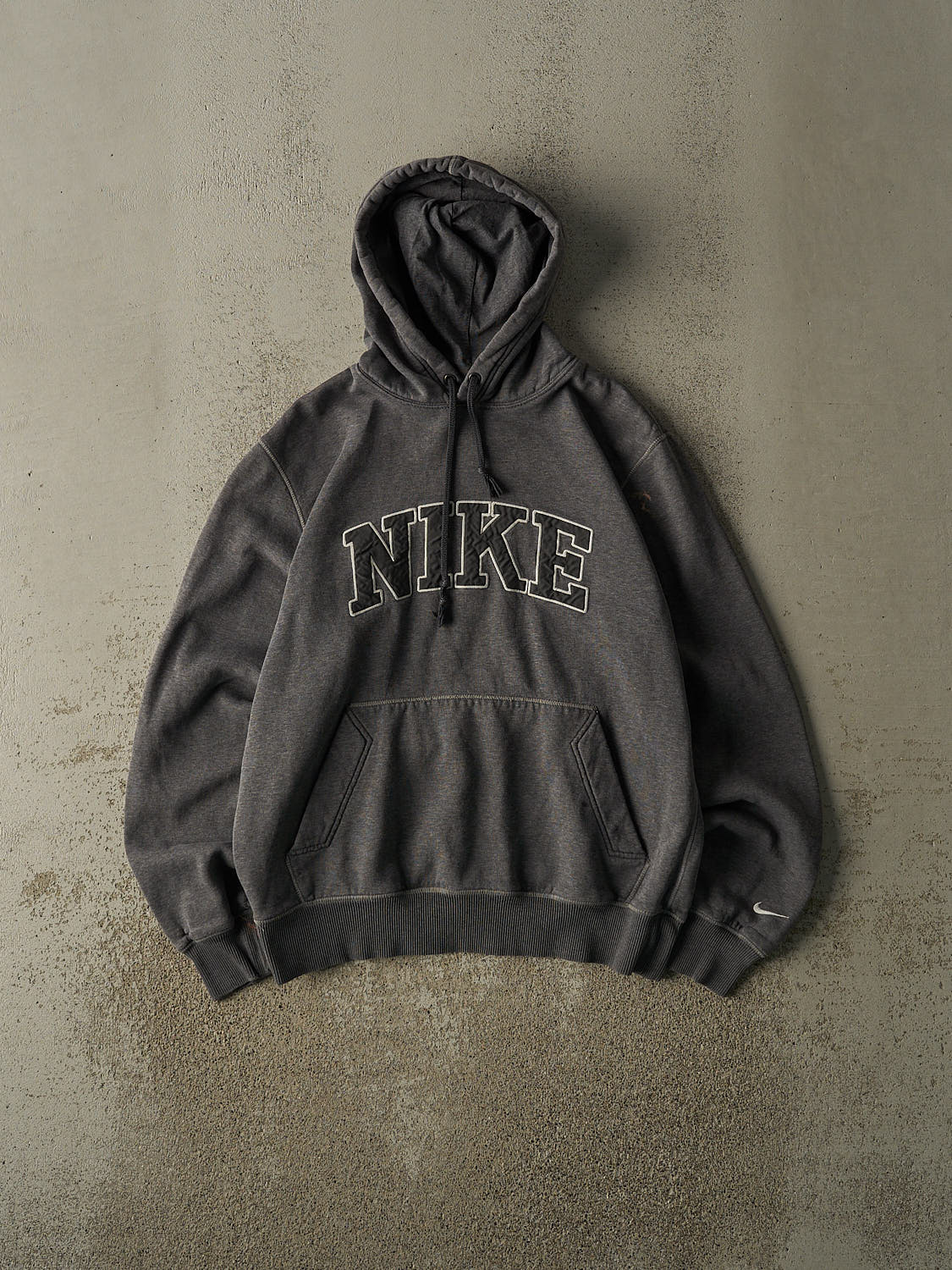 Vintage Y2K Charcoal Grey Nike Embroidered Hoodie (S/M)