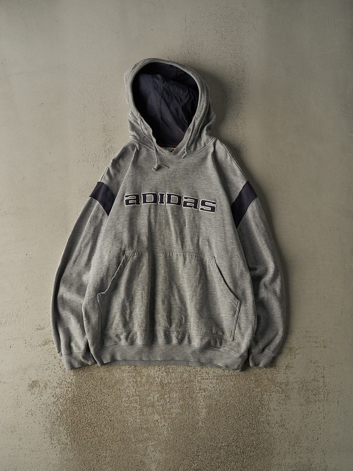 Vintage 90s Grey Adidas Embroidered Hoodie (XL)