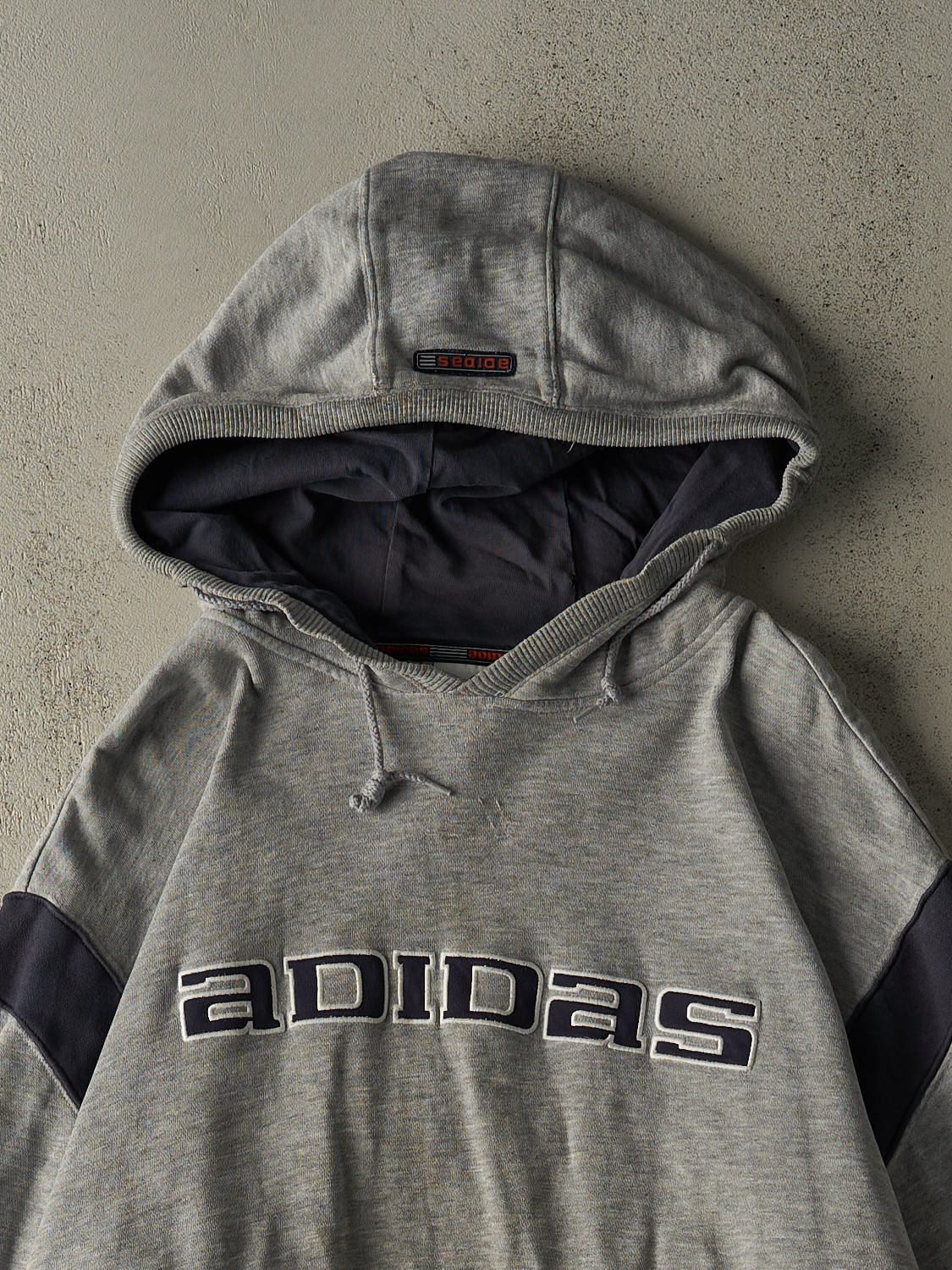 Vintage 90s Grey Adidas Embroidered Hoodie (XL)