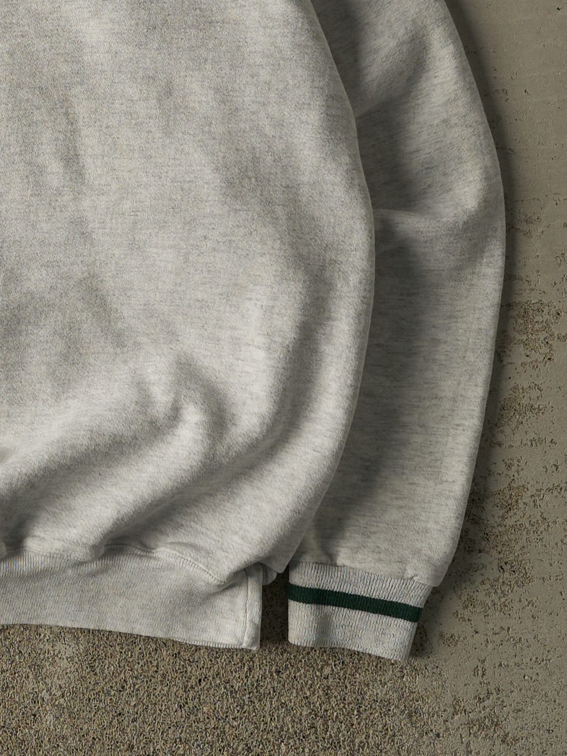 Vintage 90s Heather Grey Michigan State University Embroidered Quarter Button Sweatshirt (XL)