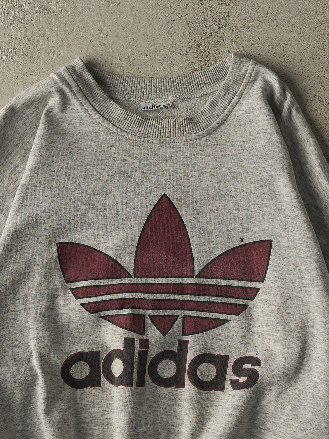 Vintage 80s Heather Grey Adidas Logo Crewneck (L)