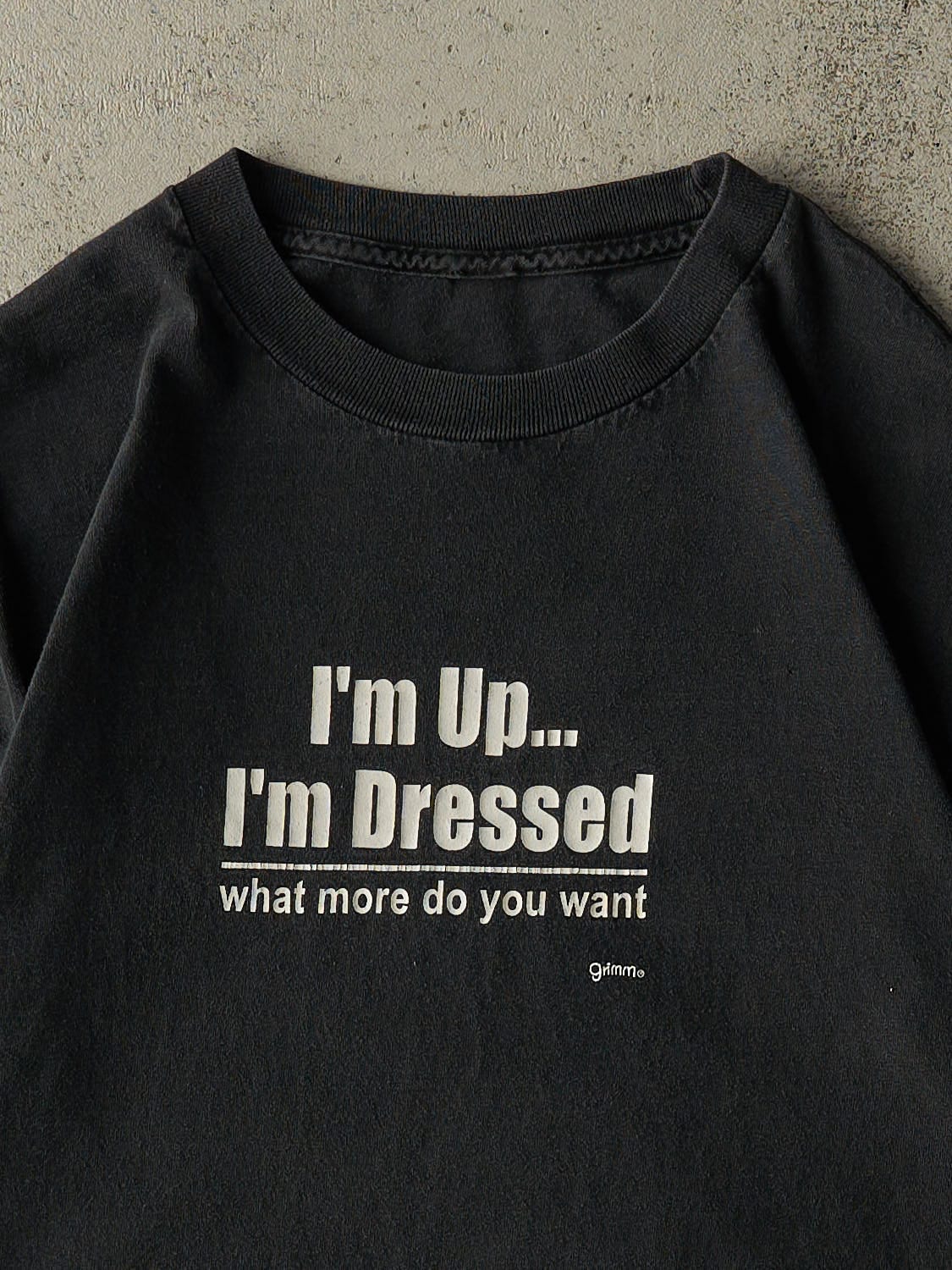 Vintage 90s Black "What More Do You Want" Slogan Tee (S/M)