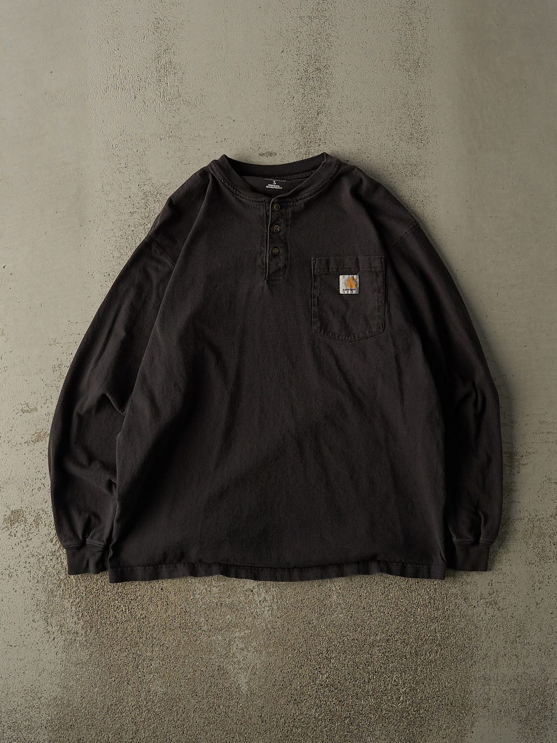 Vintage Y2K Faded Black Carhartt Quarter Button Long Sleeve (XL)