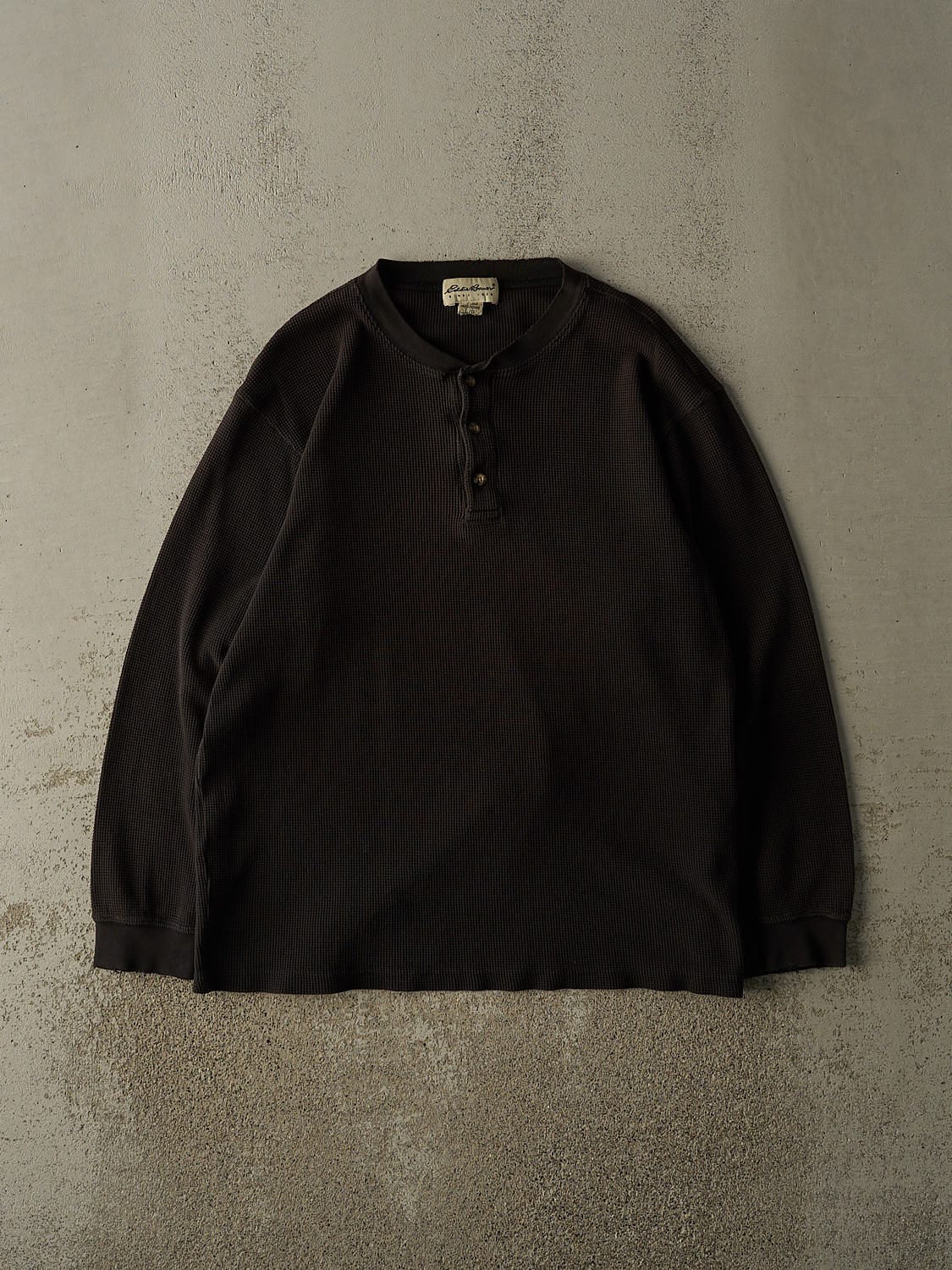 Vintage 90s Black Eddie Bauer Quarter Button Thermal Long Sleeve (L/XL)